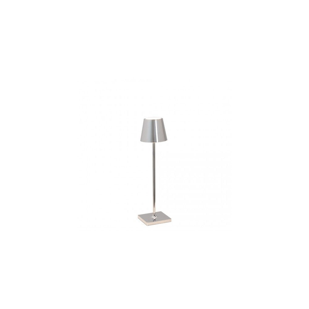 Lampada a led da tavolo Poldina Pro Micro Cromo Lucido ricaricabile e dimmerabile con batteria fino a 12 ore