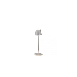 Lampada a led da tavolo Poldina Pro Micro Cromo Lucido ricaricabile e dimmerabile con batteria fino a 12 ore