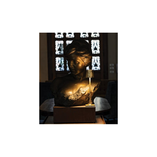 Lampada a led da tavolo Poldina Pro Micro Nero Foglia Oro Craquelè ricaricabile e dimmerabile con batteria fino a 12 ore