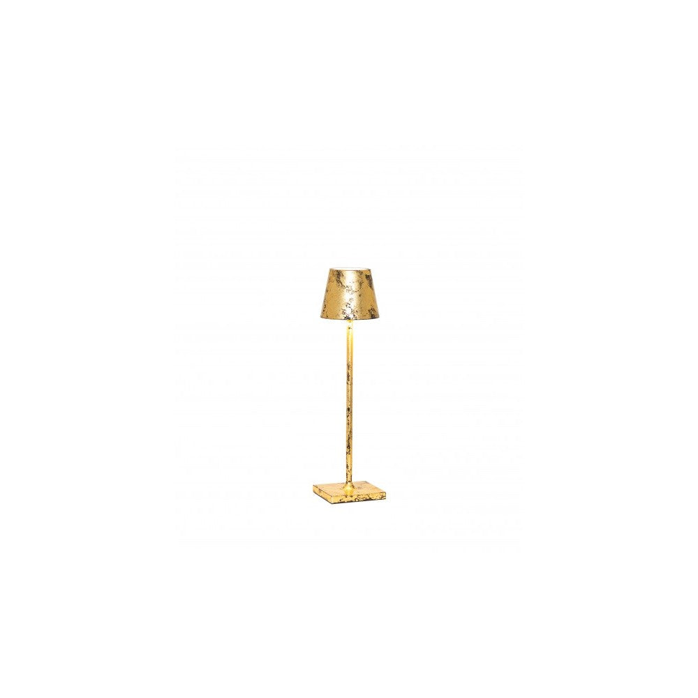 Lampada a led da tavolo Poldina Pro Micro Nero Foglia Oro Craquelè ricaricabile e dimmerabile con batteria fino a 12 ore
