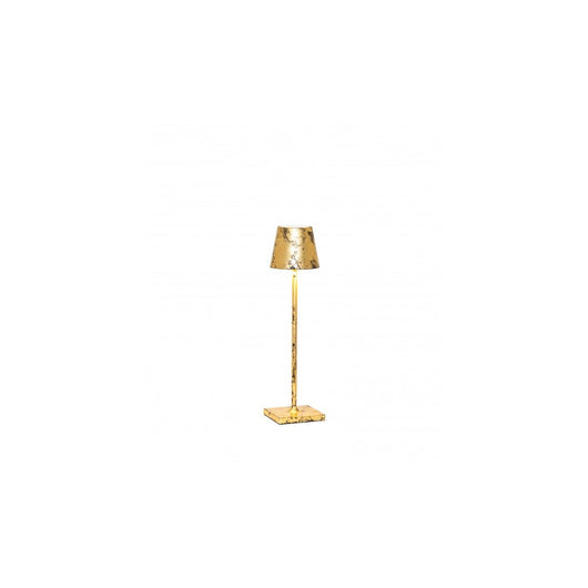 Lampada a led da tavolo Poldina Pro Micro Nero Foglia Oro Craquelè ricaricabile e dimmerabile con batteria fino a 12 ore