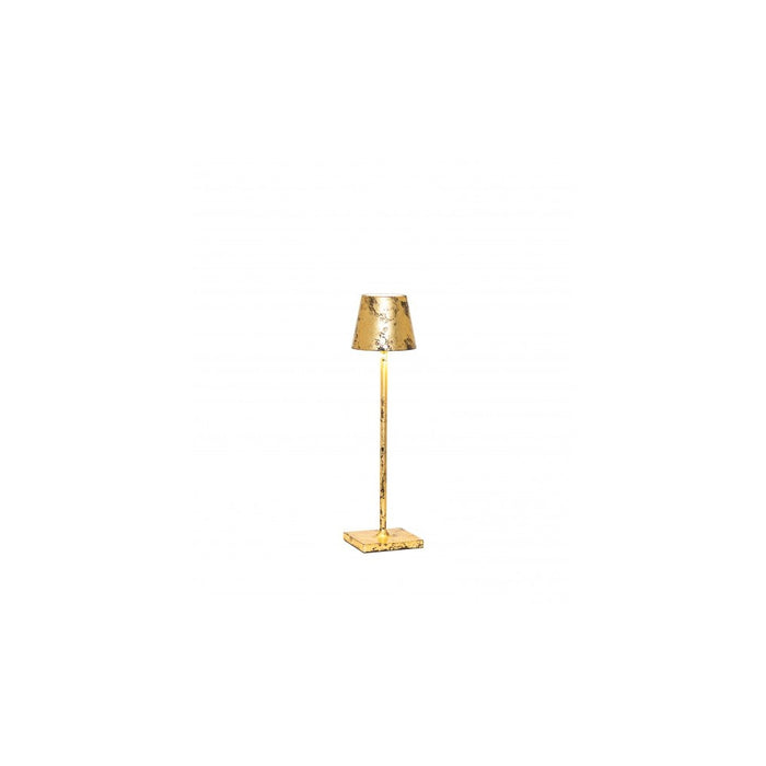 Lampada a led da tavolo Poldina Pro Micro Nero Foglia Oro Craquelè ricaricabile e dimmerabile con batteria fino a 12 ore