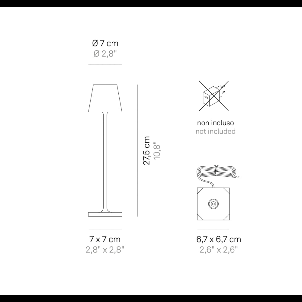 Lampada a led da tavolo Poldina Pro Micro Cromo Lucido ricaricabile e dimmerabile con batteria fino a 12 ore