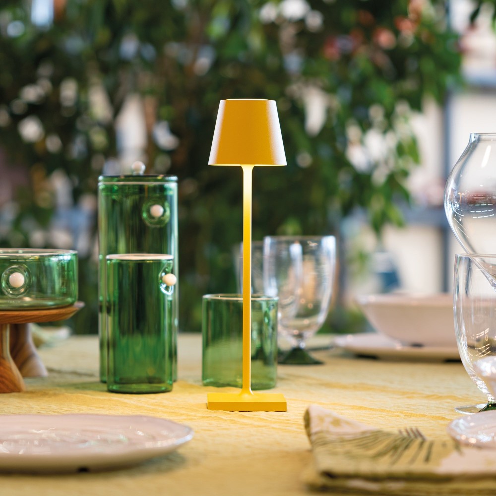 Zafferano - Lampada a led da tavolo Poldina Pro Micro Ocra ricaricabile e dimmerabile - 1.8W 2200-2700-3000K