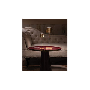 Lampada a led da tavolo Poldina Pro Micro Rossa Foglia Oro Craquelè ricaricabile e dimmerabile con batteria fino a 12 ore