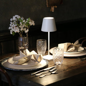 Lampada a led da tavolo Poldina Pro Mini Bianca ricaricabile e dimmerabile con batteria fino a 12 ore