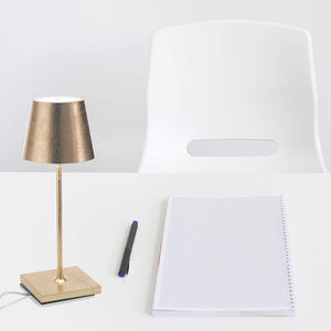 Zafferano Lampada a led da tavolo Poldina Pro Mini Foglia Oro ricaricabile e dimmerabile con batteria fino a 12 ore