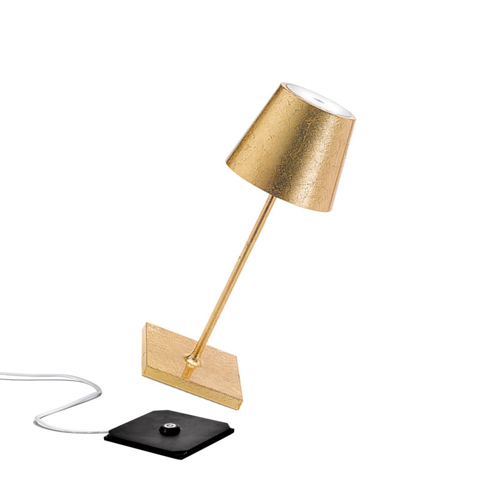 Lampada a led da tavolo Poldina Pro Mini Foglia Oro ricaricabile e dimmerabile con batteria fino a 12 ore