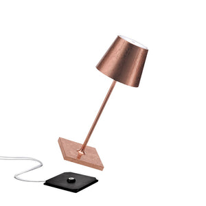 Zafferano Lampada a led da tavolo Poldina Pro Mini Foglia Rame ricaricabile e dimmerabile con batteria fino a 12 ore