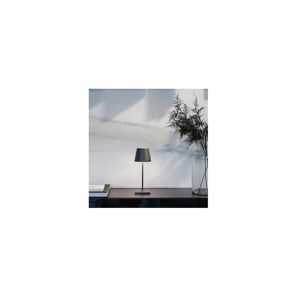 Lampada a led da tavolo Poldina Pro Mini Grigio Scuro ricaricabile e dimmerabile con batteria fino a 12 ore