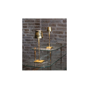 Lampada a led da tavolo Poldina Pro Nera Foglia Oro Craquelè ricaricabile e dimmerabile con batteria fino a 12 ore