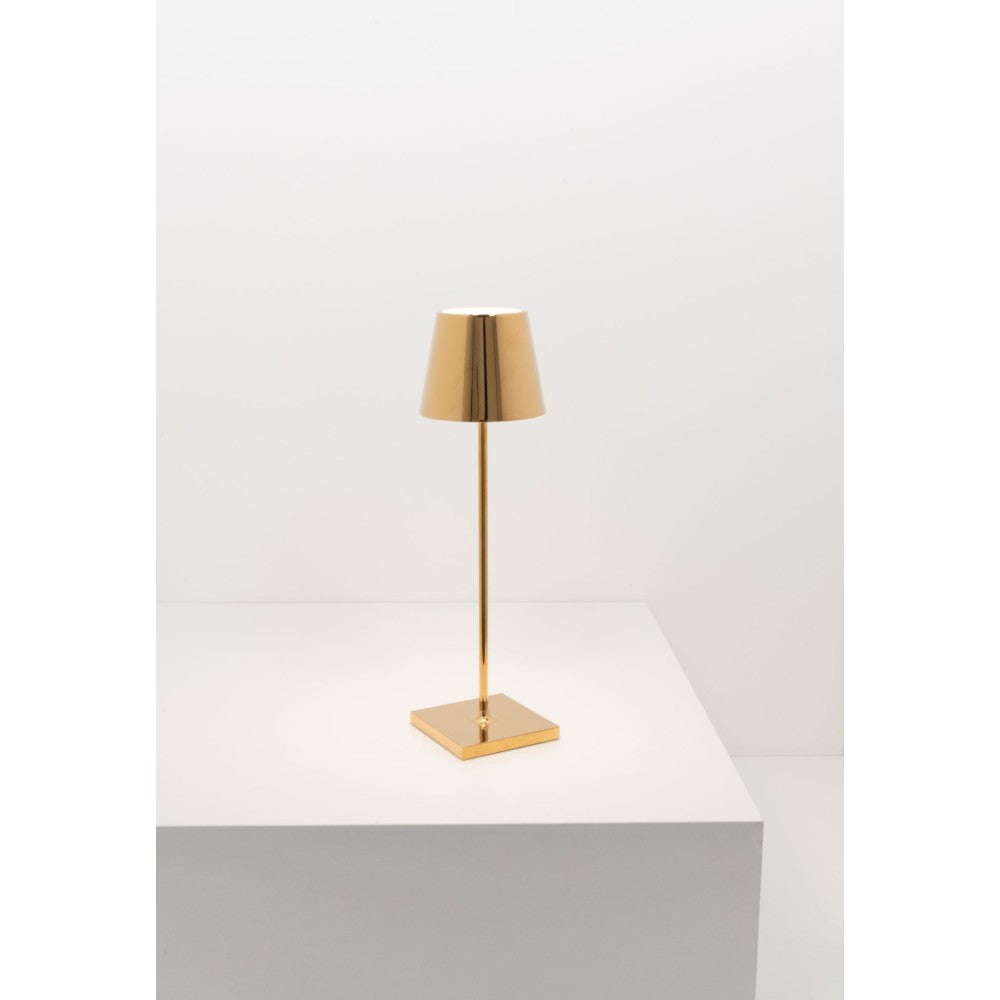 Lampada a led da tavolo Poldina Pro Oro Lucido ricaricabile e dimmerabile con batteria fino a 12 ore