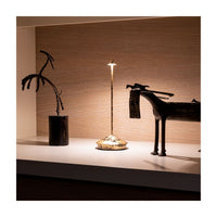 Lampada a led da tavolo Pina Pro Nera Foglia Oro Craquelè ricaricabile e dimmerabile senza fili Zafferano