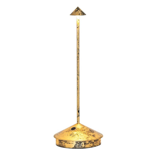Lampada a led da tavolo Pina Pro Nera Foglia Oro Craquelè ricaricabile e dimmerabile senza fili Zafferano