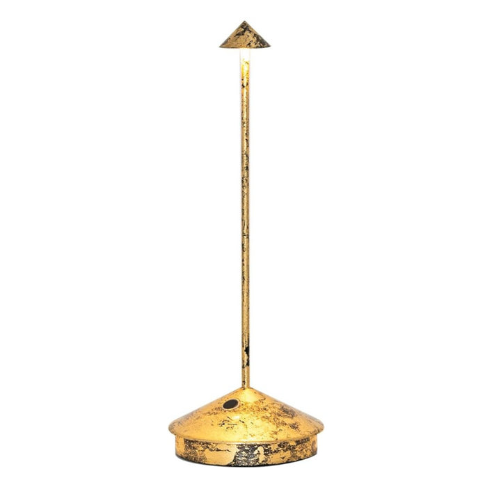 Lampada a led da tavolo Pina Pro Nera Foglia Oro Craquelè ricaricabile e dimmerabile senza fili Zafferano