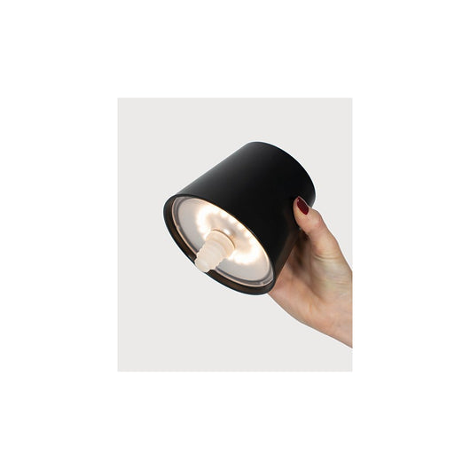Lampada a led Poldina STOPPER di Zafferano ricaricabile e portatile colore Nero con batteria fino a 12 ore