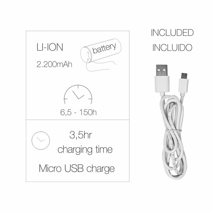 Lampada a led portatile e regolabile a batteria da 1w, Trion. Batteria li-ion. Luce 3000K o 5000K.