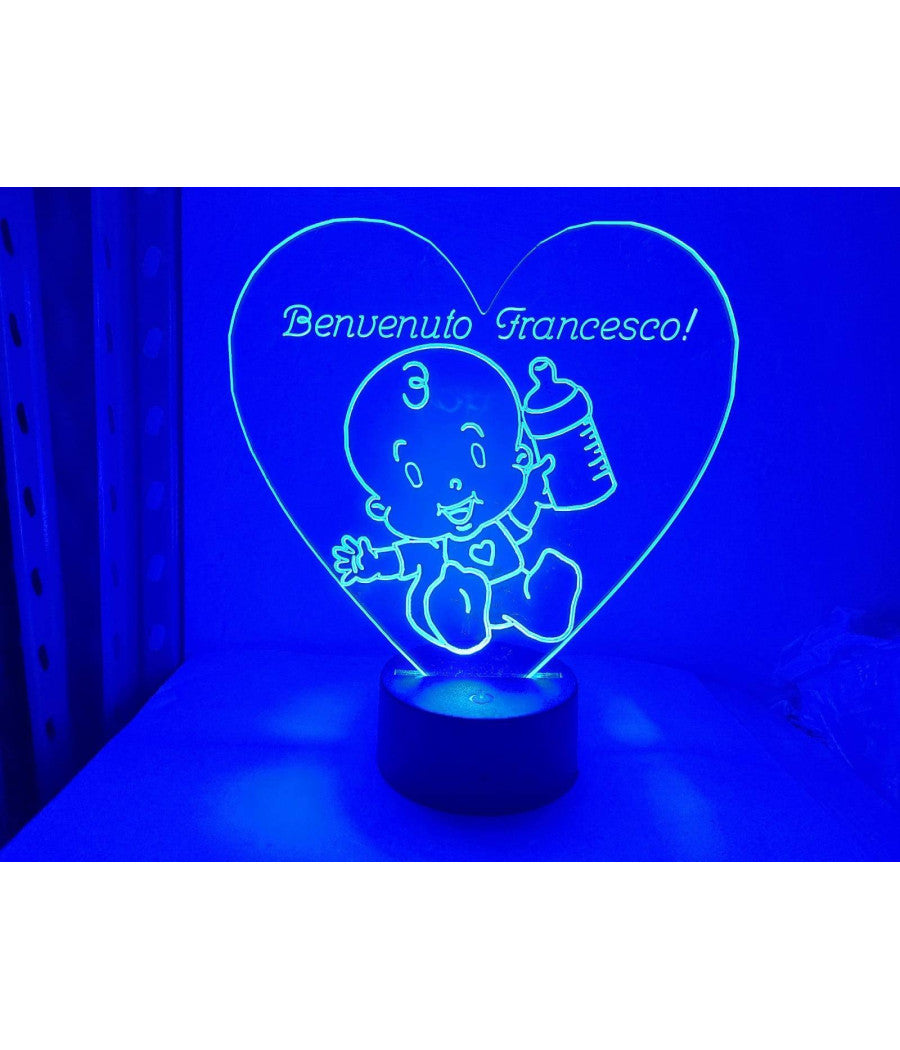 Lampada A Led Rgb Acrilico Personalizzata Effetto 3d Telecomando Decorativa Casa         