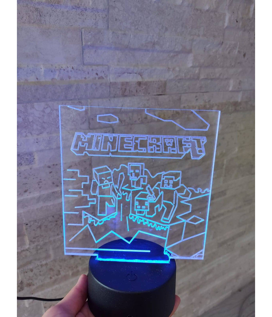 Lampada A Led Rgb Acrilico Personalizzata Effetto 3d Telecomando Decorativa Casa         