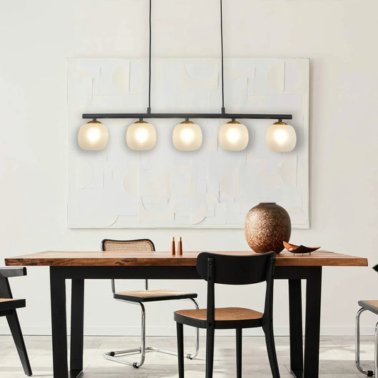 LÚZETE - LAMPADA A SOFFITTO 4 LUCI IN FERRO NERO CON TULIPANO BIANCO NICOLETTA