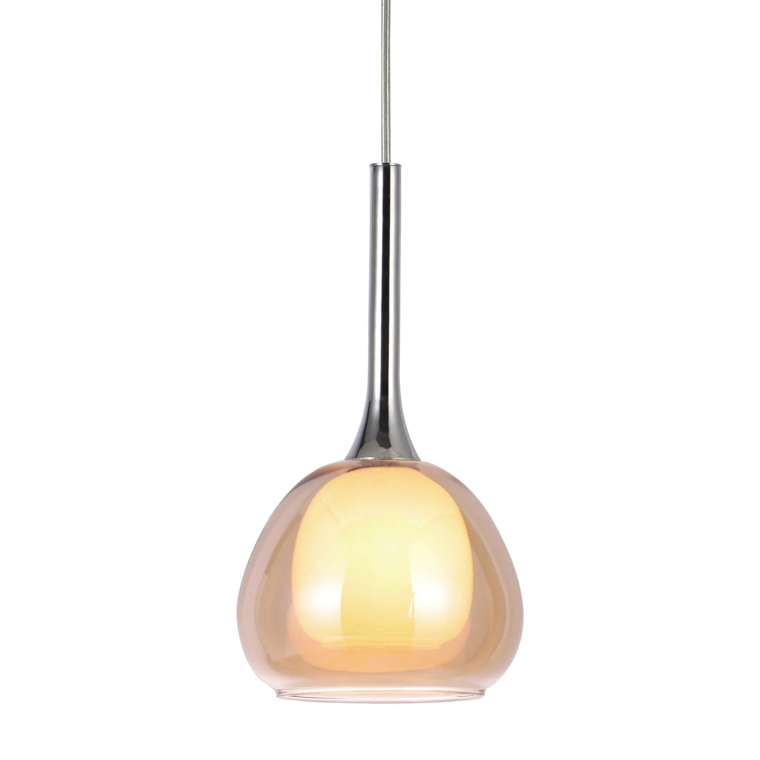 LÚZETE - LAMPADA A SOSPENSIONE 1 LUCE VETRO ESTERNO AMBRA INTERNO BIANCO Ø16,5 NOLINA