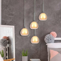 LÚZETE - LAMPADA A SOSPENSIONE 1 LUCE VETRO ESTERNO AMBRA INTERNO BIANCO Ø16,5 NOLINA