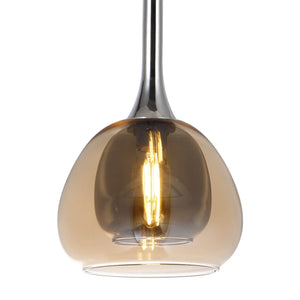 LÚZETE - LAMPADA A SOSPENSIONE 1 LUCE VETRO ESTERNO AMBRA INTERNO FUMÉ Ø16,5 NOLINA