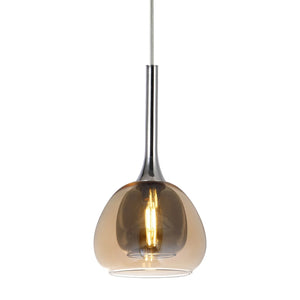 LÚZETE - LAMPADA A SOSPENSIONE 1 LUCE VETRO ESTERNO AMBRA INTERNO FUMÉ Ø16,5 NOLINA