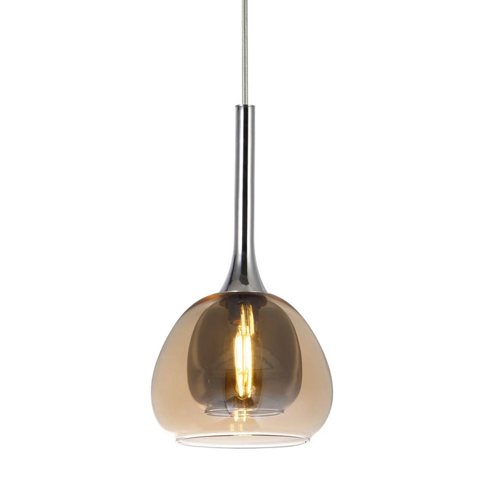 LÚZETE - LAMPADA A SOSPENSIONE 1 LUCE VETRO ESTERNO AMBRA INTERNO FUMÉ Ø16,5 NOLINA