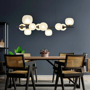 LÚZETE - LAMPADA A SOSPENSIONE 10 LUCI FERRO NERO PARALUMI BIANCHI NICOLETTA