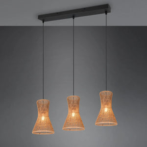 LÚZETE - LAMPADA A SOSPENSIONE 3 LUCI E27 PAPIERGARN MARRONE NAHELE