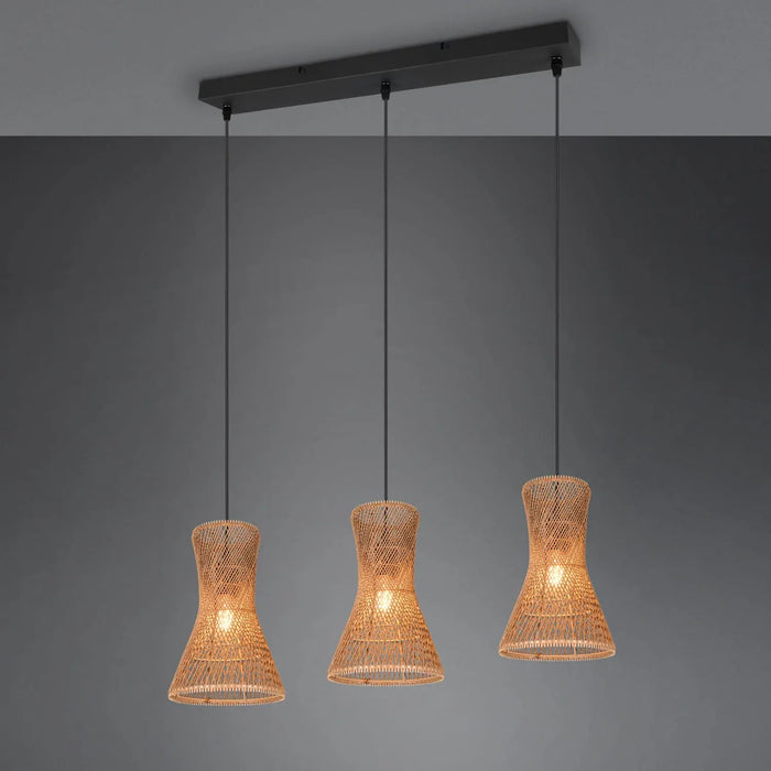 LÚZETE - LAMPADA A SOSPENSIONE 3 LUCI E27 PAPIERGARN MARRONE NAHELE