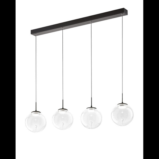 Ariel - Lampada a sospensione 4 luci Fabas Luce - LED 28W dimmerabile - Trasparente Design a sfera