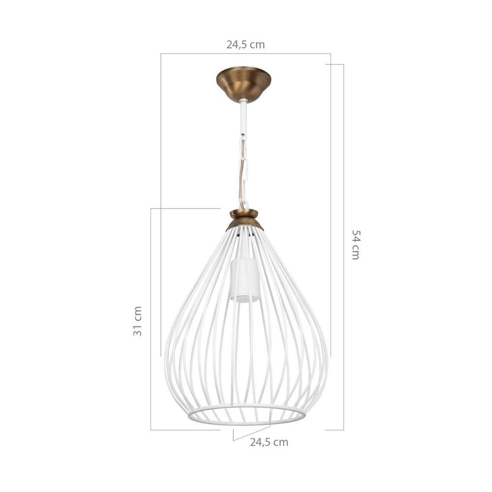 Lampada a sospensione ciondolo metallo Umay ASZ1314 colore bianco