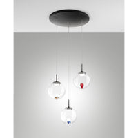 Ariel - Lampada a sospensione circolare 3 luci con forme Fabas Luce - LED 21W dimmerabile - Trasparente Rosone rotondo d.35cm