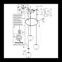 Ariel - Lampada a sospensione circolare 3 luci con forme Fabas Luce - LED 21W dimmerabile - Trasparente Rosone rotondo d.35cm