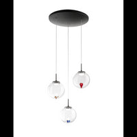 Ariel - Lampada a sospensione circolare 3 luci con forme Fabas Luce - LED 21W dimmerabile - Trasparente Rosone rotondo d.35cm