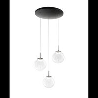 Ariel - Lampada a sospensione circolare 3 luci Fabas Luce - LED 21W dimmerabile - Trasparente Rosone rotondo d.35cm