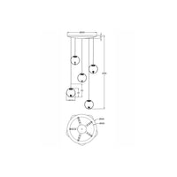 Ariel - Lampada a sospensione circolare 5 luci Fabas Luce - LED 35W dimmerabile - Trasparente Rosone rotondo d.50cm