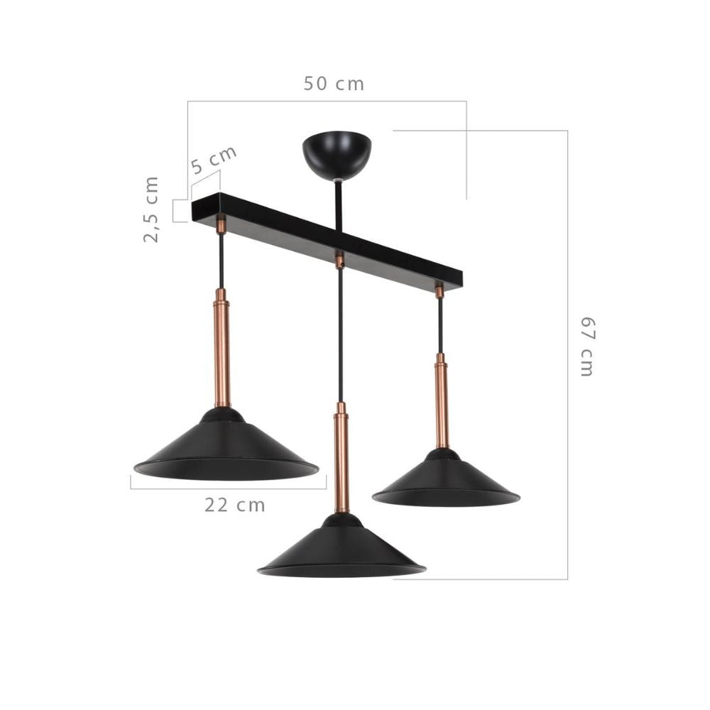 Lampada a sospensione con paralumi metallo Mandarin MDL4221 colore nero