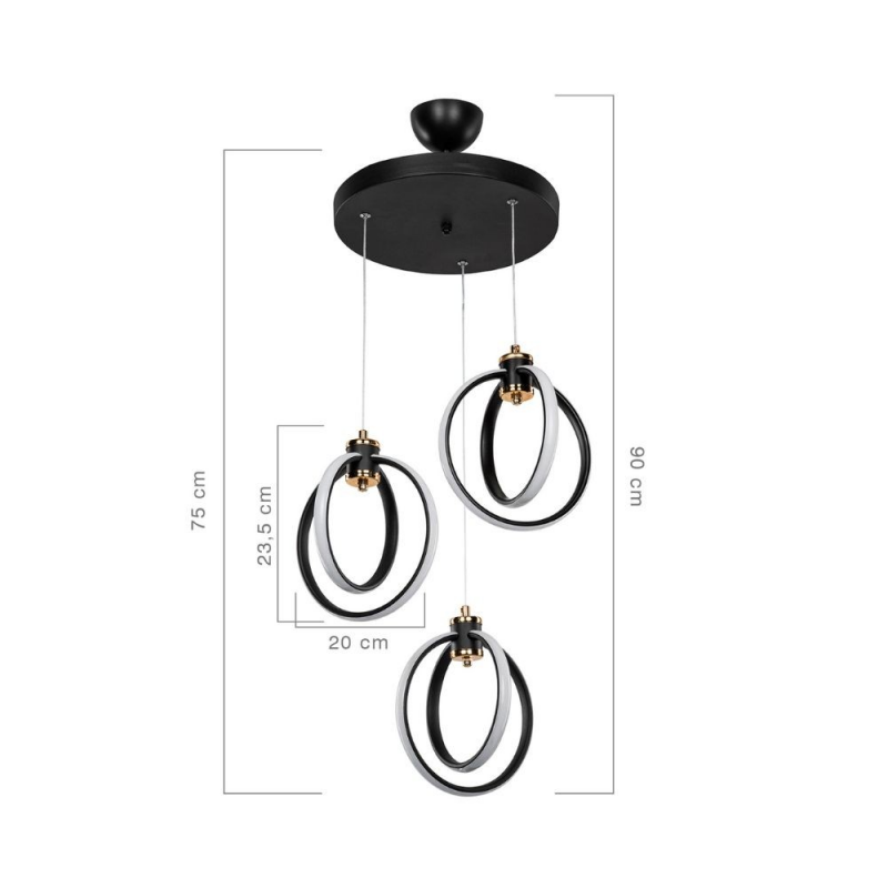 Lampada a sospensione Felicia tre punti luce cerchi LED ASZ1593