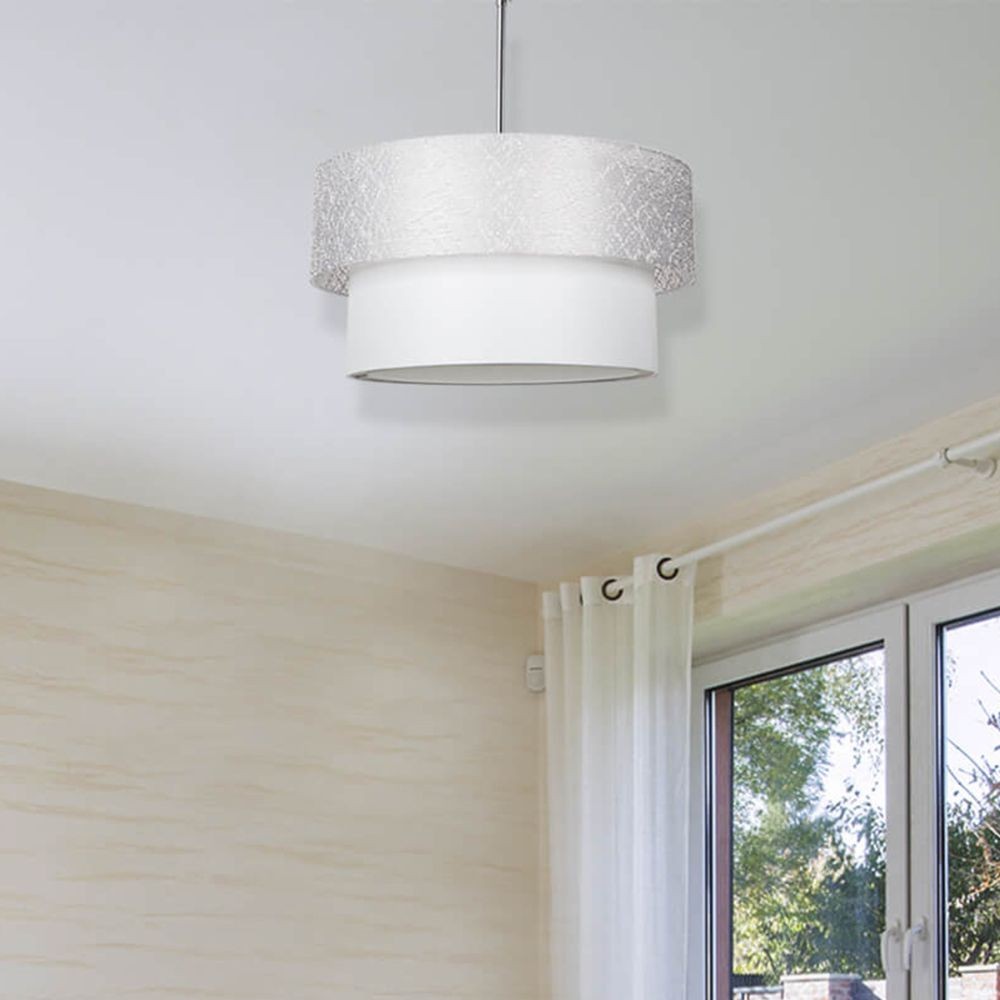 Lampada a sospensione in tessuto Polo MDL2749 colore grigio