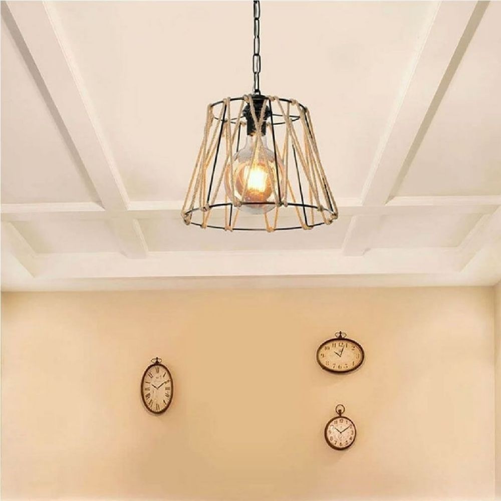 Lampada a sospensione metallo e corda Evren ASZ0881 colore nero