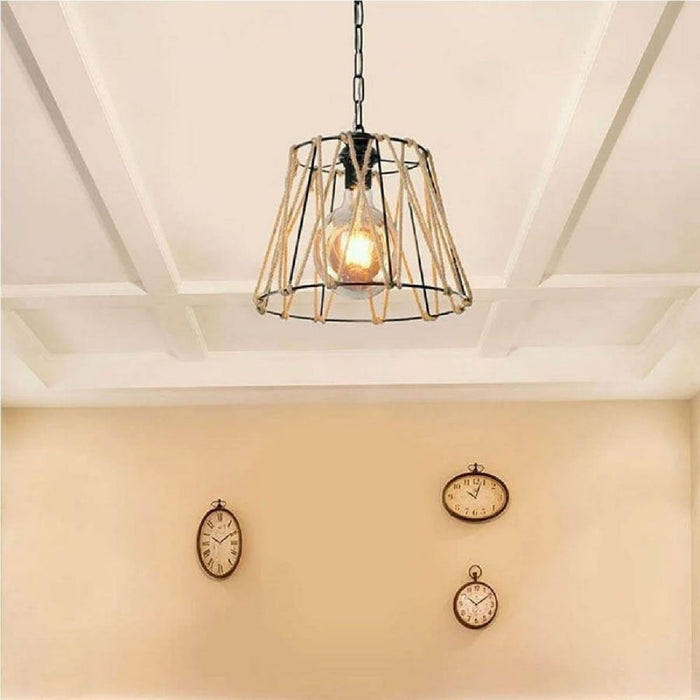 Lampada a sospensione metallo e corda Evren ASZ0881 colore nero