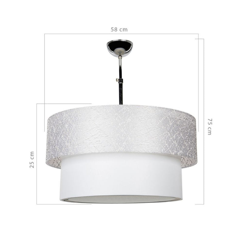 Lampada a sospensione Polo MDL2749 in tessuto grigio