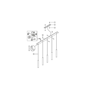 Lampada a sospensione Prado 5 luci Fabas Luce - LED 33 W dimmerabile - Nero opaco Design lineare