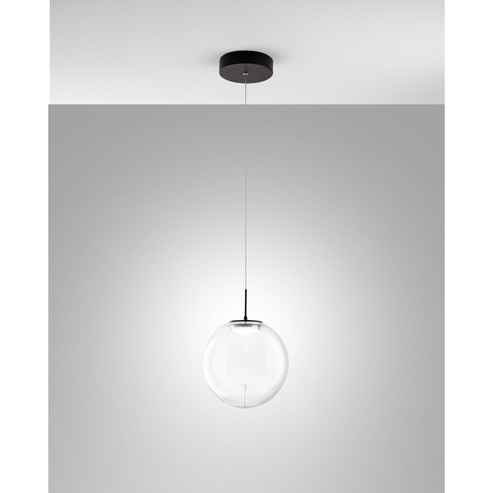 Ariel - Lampada a sospensione singola trasparente di Fabas Luce - Led 14W dimmerabile - Lampada da soffitto design moderno
