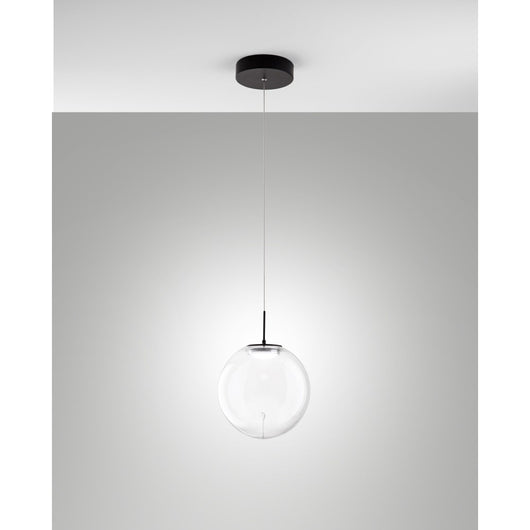 Ariel - Lampada a sospensione singola trasparente di Fabas Luce - Led 14W dimmerabile - Lampada da soffitto design moderno