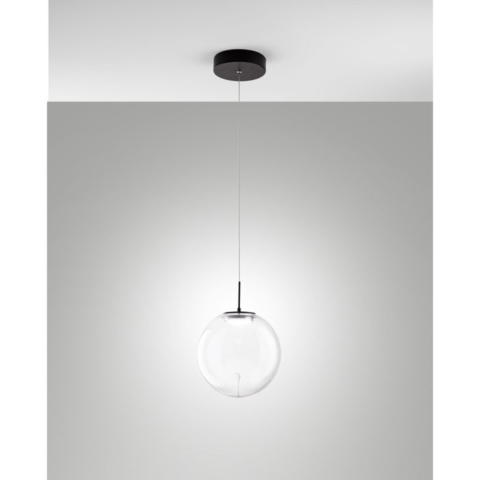 Ariel - Lampada a sospensione singola trasparente di Fabas Luce - Led 14W dimmerabile - Lampada da soffitto design moderno