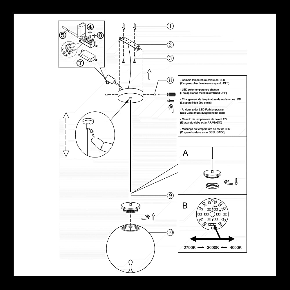 Ariel - Lampada a sospensione singola trasparente di Fabas Luce - Led 14W dimmerabile - Lampada da soffitto design moderno